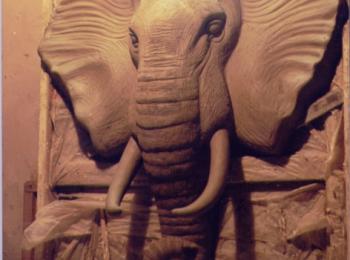 Лепка на стене: голова слона. Услуги скульптора в Киеве